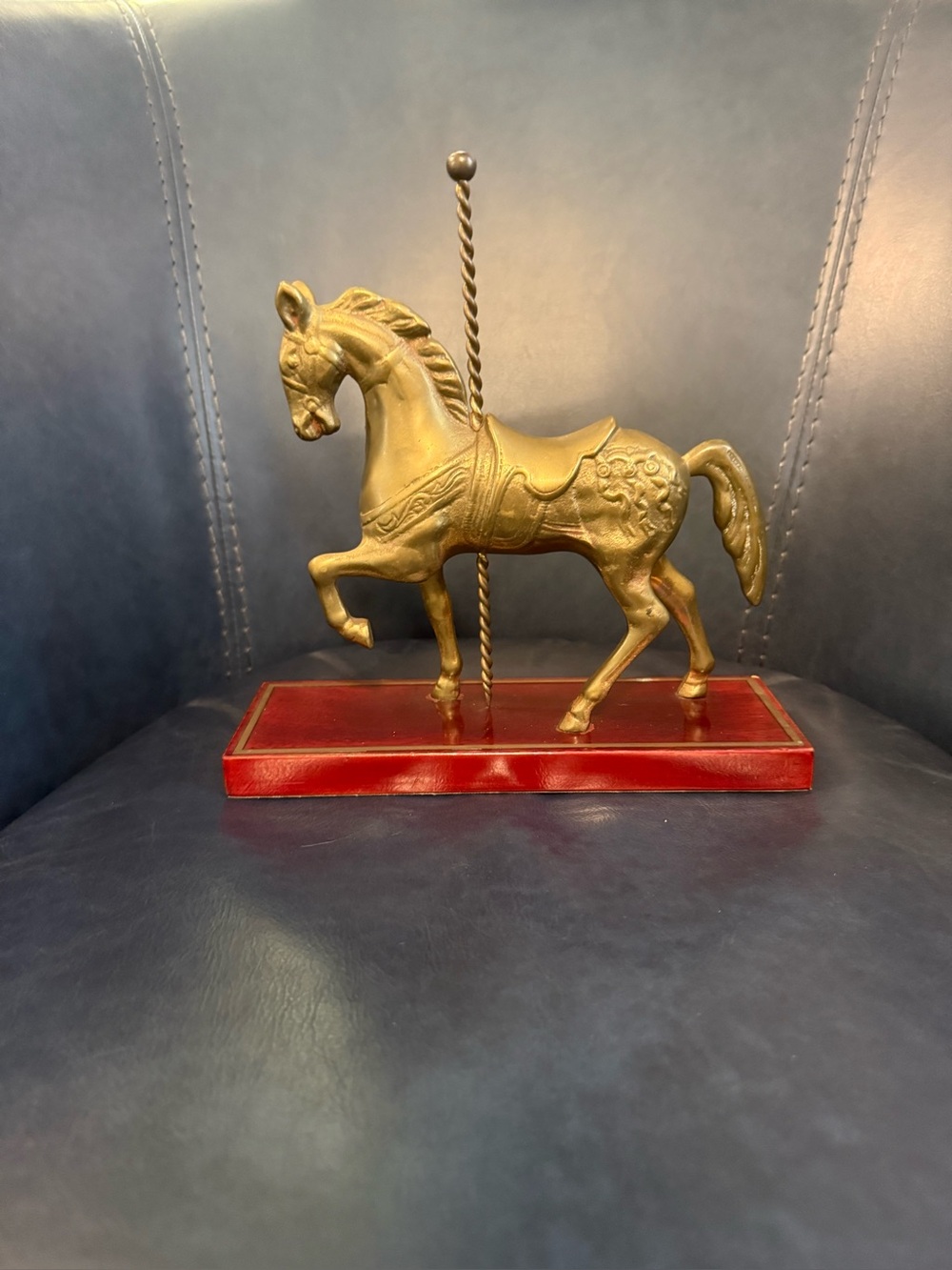 Gold Carousel Horse Figurine with Red Base